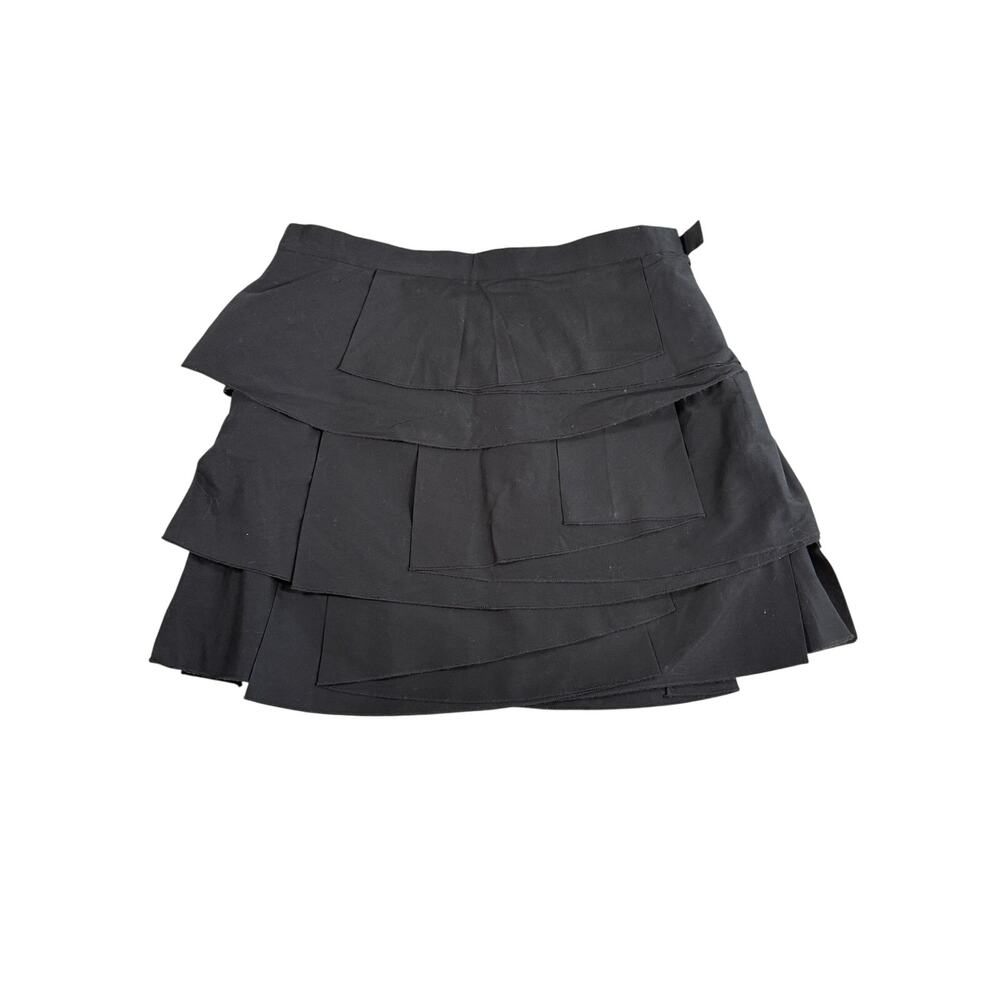 BCBGMaxAzria Skirt Women's 6 Black Short Tiered Cotton Blend Zip
